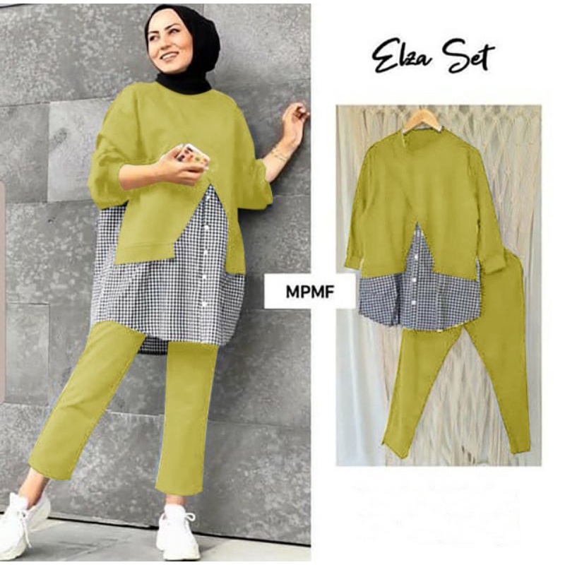 SET ELZA JUMBO ELZA SET JUMBO Pakaian wanita Baju setelan wanita baju muslim setelan hijab baju sete
