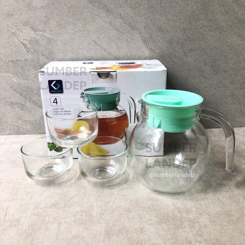 Teapot Polos Kimglass 806 Satu Set Teko Gelas / Teapot Polos Kimglass Kenzo / Teapot Kenzo