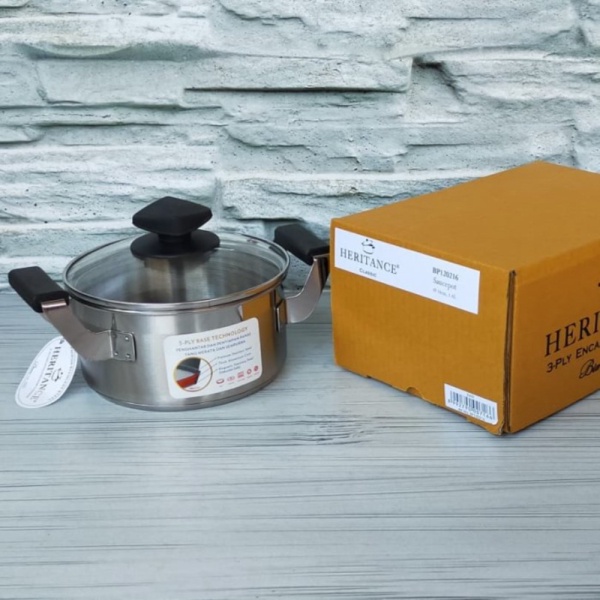 Limited BIMA HERITANCE SAUCEPOT 16 CM TUTUP KACA GAGANG HANDLE HITAM BP120216
