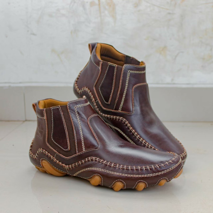 Sepatu Boots Zipper Pria Country Boots Arivo Original Leather Brown