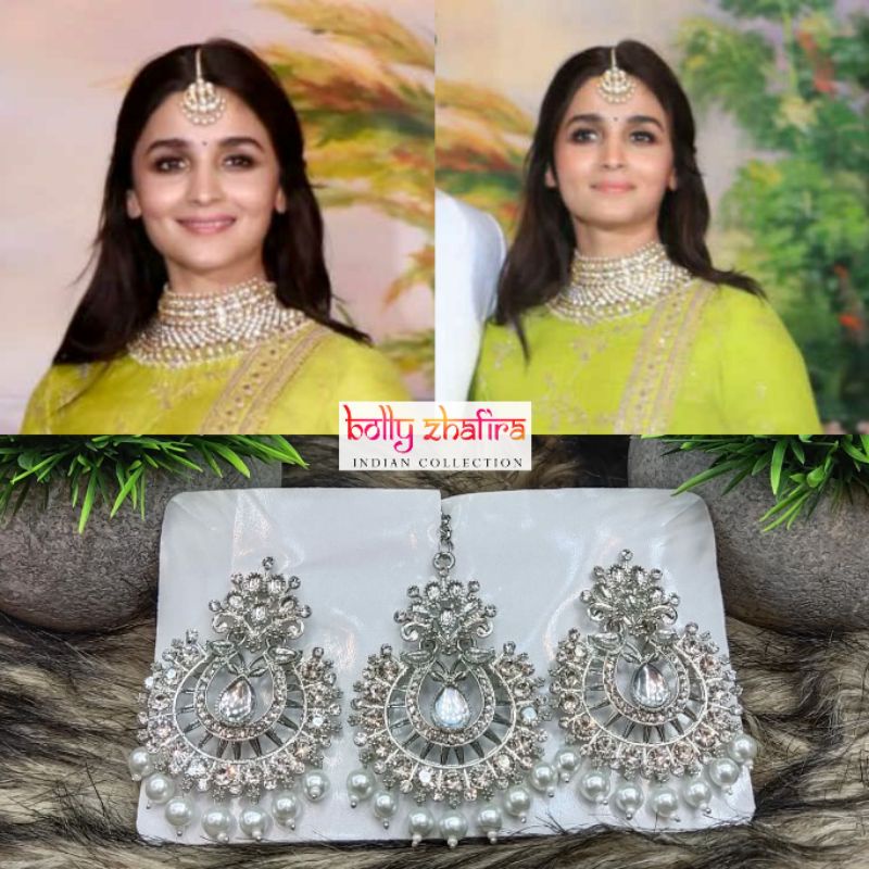 AKSESORIS INDIA HIASAN KEPALA Tikka Silver set Anting India