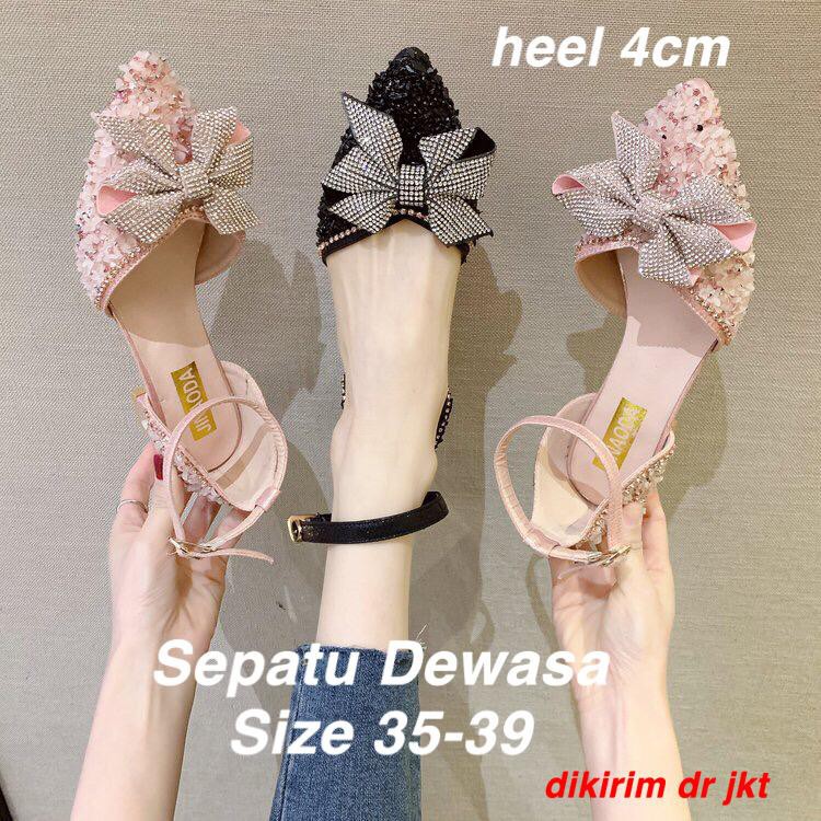 (LOLI-JKT) SP-D80 SEPATU DEWASA CRISTAL 35-39 HEEL 4CM