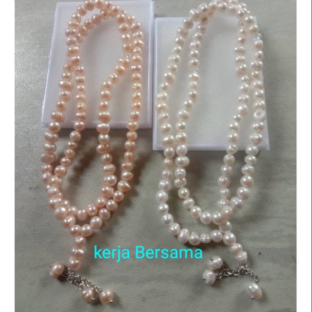 paketan Tasbih mutiara asli air tawar isi 99