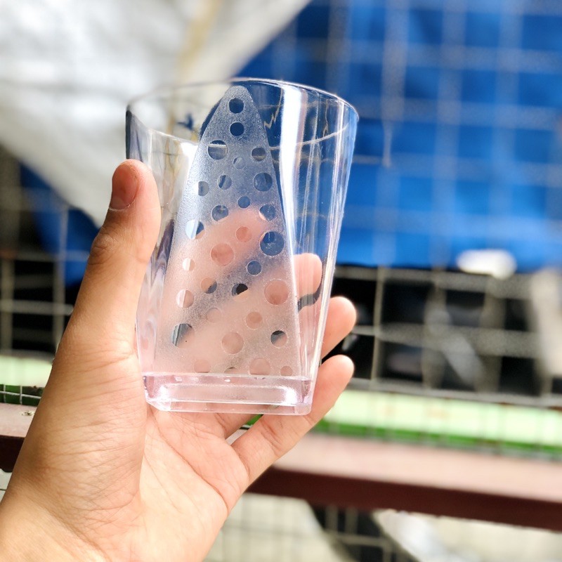 [ISI 12 BUAH] Gelas / Mug akrilik Cafe Cup motif bening