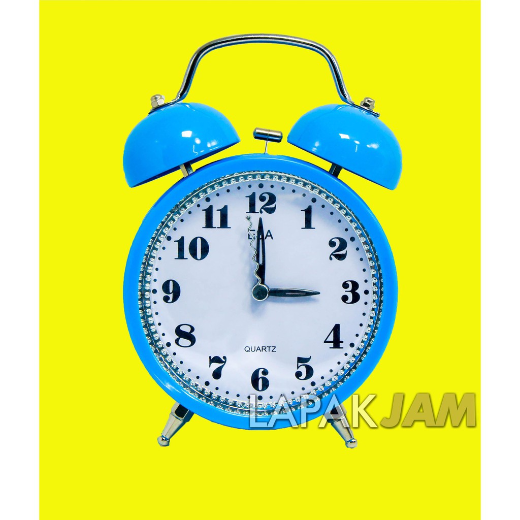 JAM WEKER BULAT ALARM KRING WARNA PINK BIRU UNIK MINIMALIS HIASAN DINDING 11 CM 2839