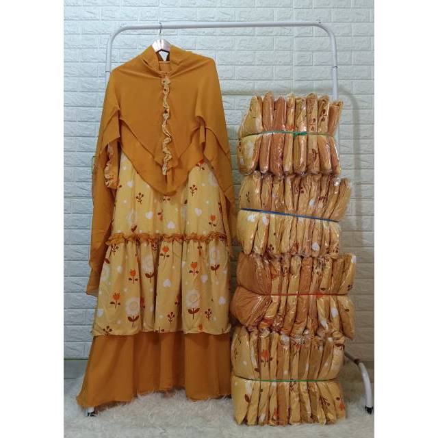 PP Set Gamis menyusui monalisa bunga mutia khimar cerutty pet antem syar'i polos seragaman muslim mu