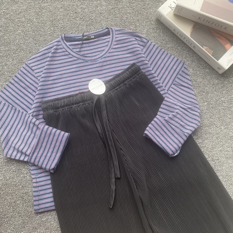 ONE SET Setelan Kaos dan Kulot-St Mix-KL Black