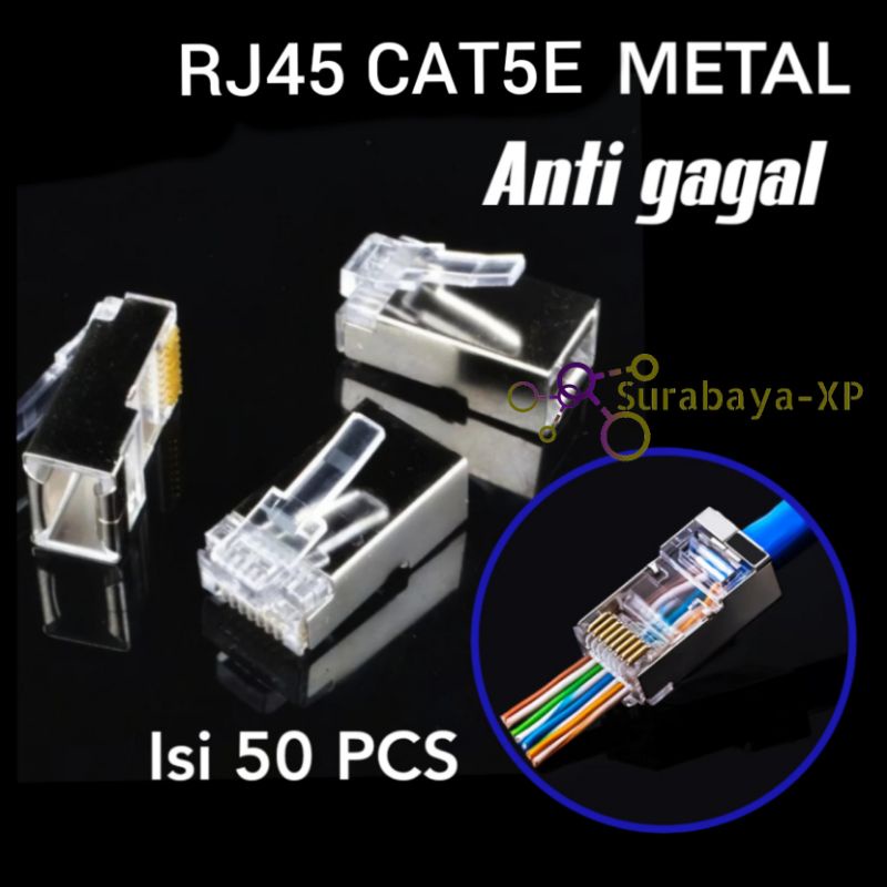 Konektor RJ45 METAL CAT5E ANTI GAGAL EZ untuk kabel LAN STP FTP OUTDOOR