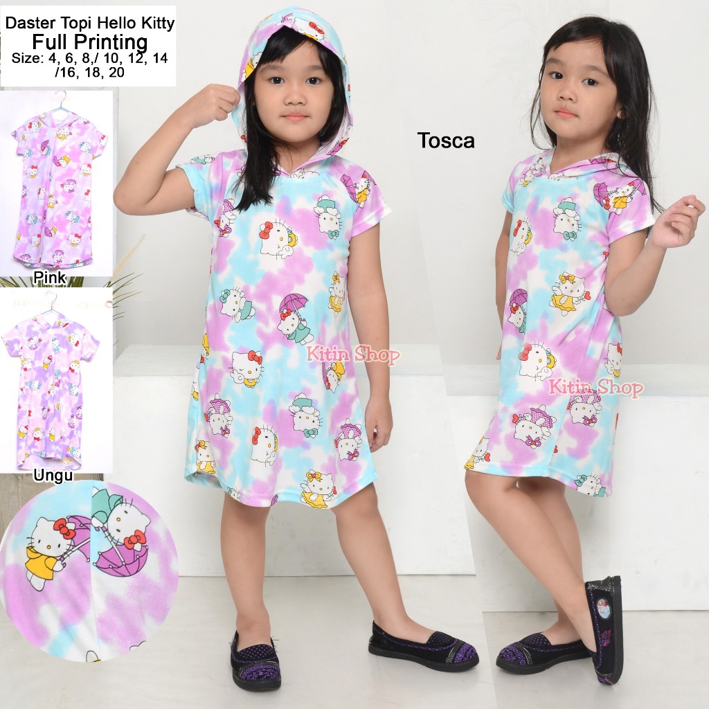 KITIN - Daster Topi Tie Dye Hello Kitty / Daster Anak Tanggung / Baju anak Jumbo /Terusan anak murah