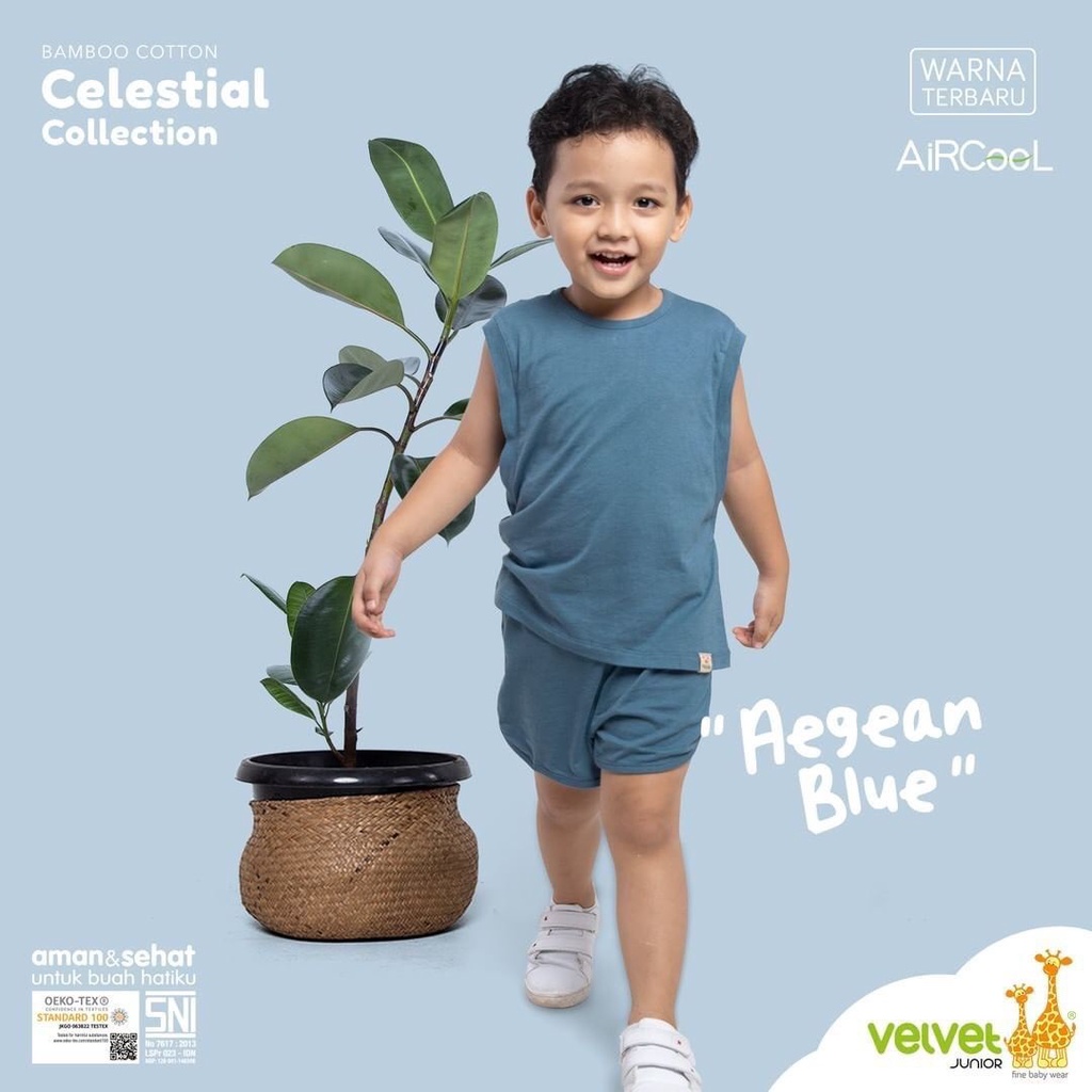Setelan Kutung Sport Polos Celestial By Velvet Junior