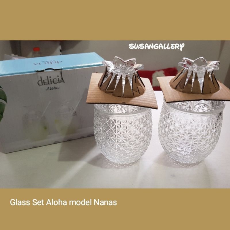 Delicia Gelas Set Aloha Nanas Bahan Kaca isi 2