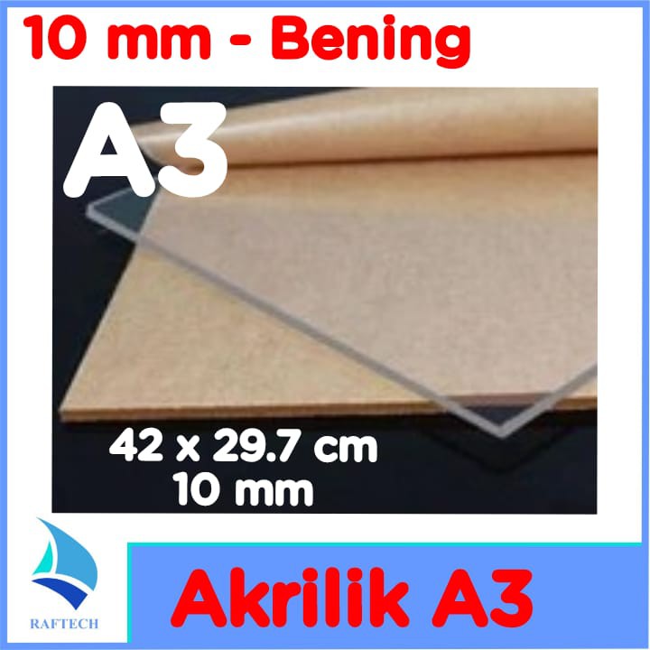 Akrilik A3 Lembaran 10 mm Acrylic 10 mm Bening Transparan Marga Cipta