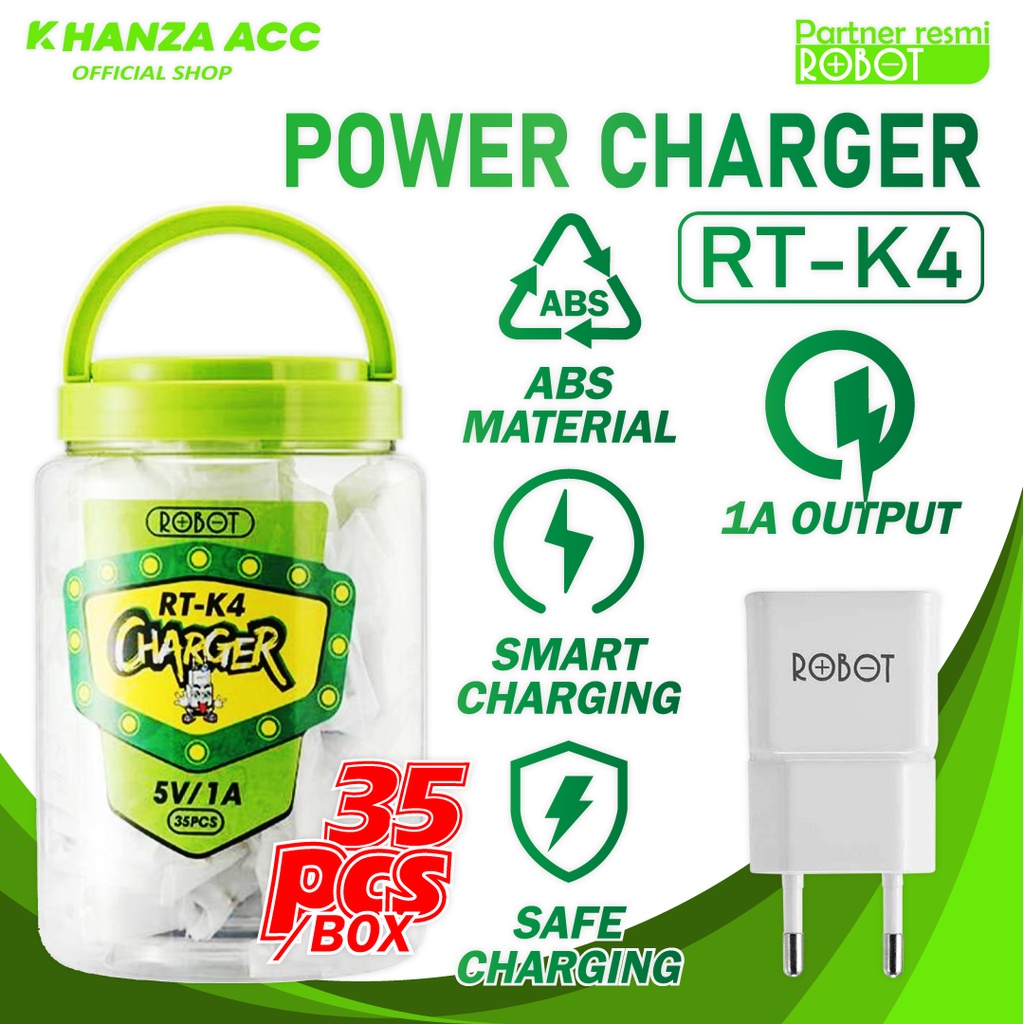 KHANZAACC ADAPTER ROBOT RT K4 CHARGER WHITE TOPLES ISI 35PCS