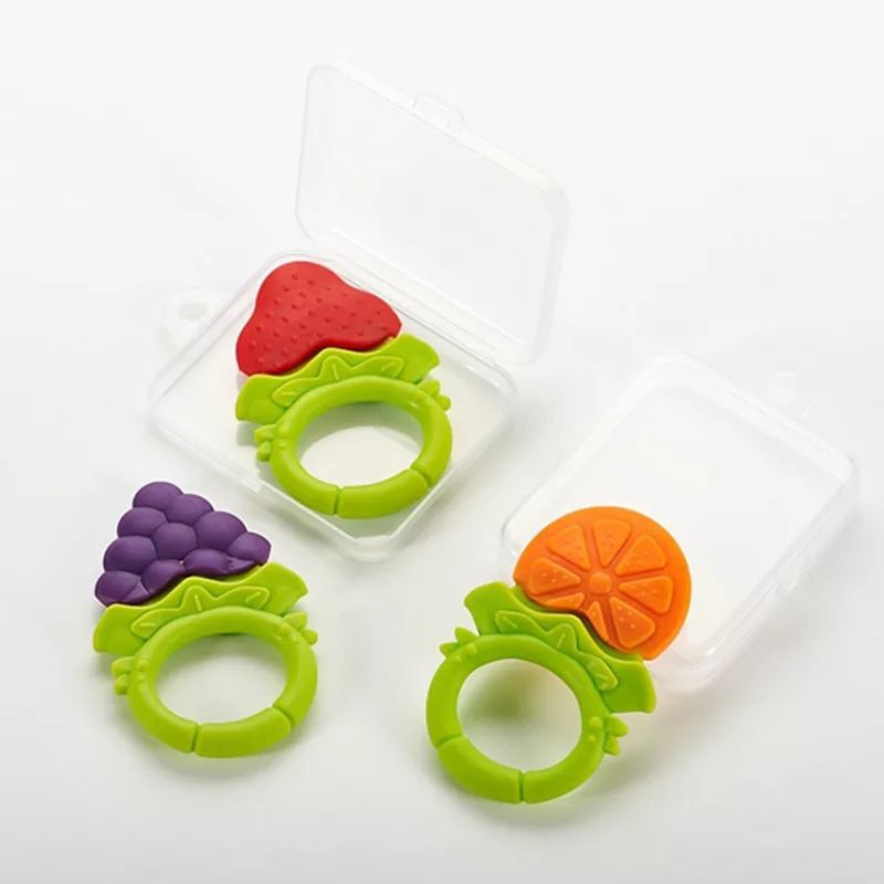 FREE BOX! Mainan gigitan teether bayi buah genggam (dengan box)