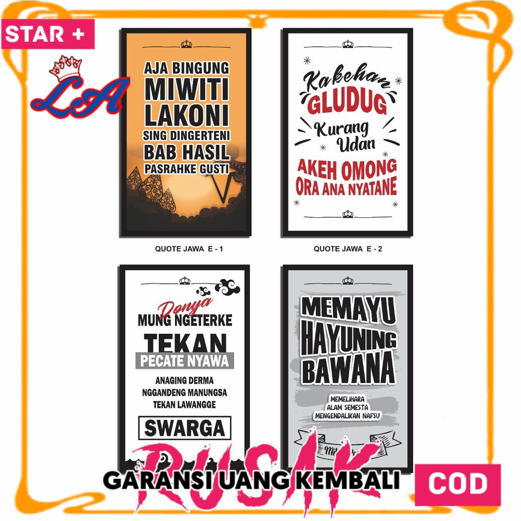LD Hiasan Pajangan Dinding Wall Decor Poster Qoutes Motivasi Jawa Dekorasi Rumah Kamar Cowok Cafe