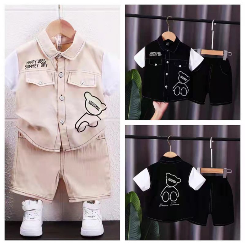SETELAN KEMEJA Anak LAKI-LAKI SIMBEAR/SETELAN Kemeja anak 1-4 TAHUN SALE 3.3