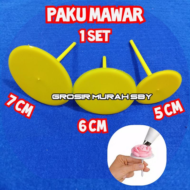 (1set isi 3) Paku payung mawar / paku mawar / dekorasi kue tar / hias kue tart