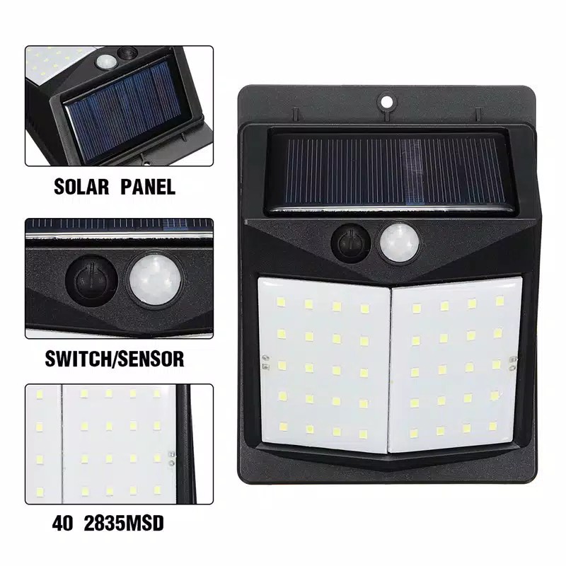 Lampu Taman Dinding Tembok Tenaga Matahari Outdoor Sensor Solar 40 LED