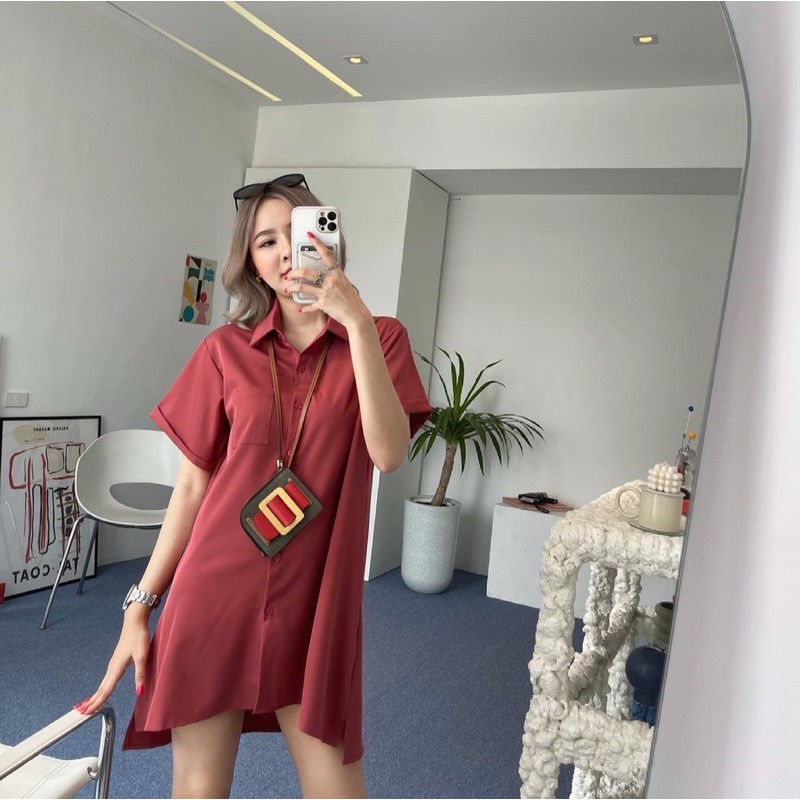 BEFAST - ZEC OOTD Wanita Dress JUZI / Gigi Shirt Dress / Kemeja Dress Gigi - Kemeja Dress Wanita - Kemeja Panjang - Kemeja Korean Style - Kemeja Oversize Murah - Dress KemejaDress Wanita Casual / Dress Polos Terbaru / Dress Untuk Hangout / Dress Kekinian