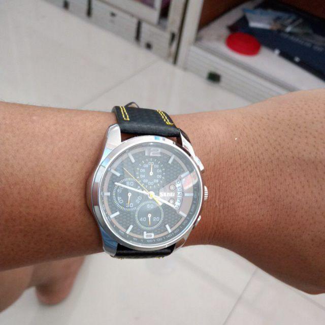 Jam tangan pria analog Skmei 9106 Yellow Water resistant