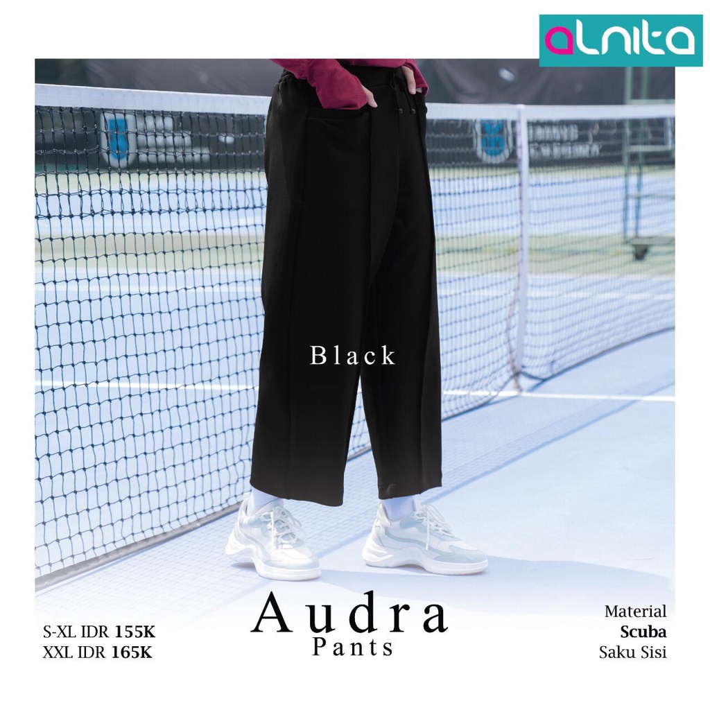 Celana Audra Pants Bahan Scuba Bawahan Wanita Muslimah Olahraga Kekinian by Alnita bisa COD