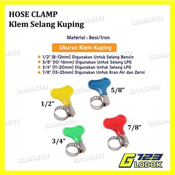 Klem Selang Pipa Kran Air LPG Penjepit Kuping Stainless Hose Clamp