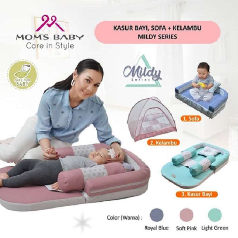 Mom's Baby Kasur Bayi Lipat + Kelambu Mildy Series MBK4013 (Tersedia varian warna)