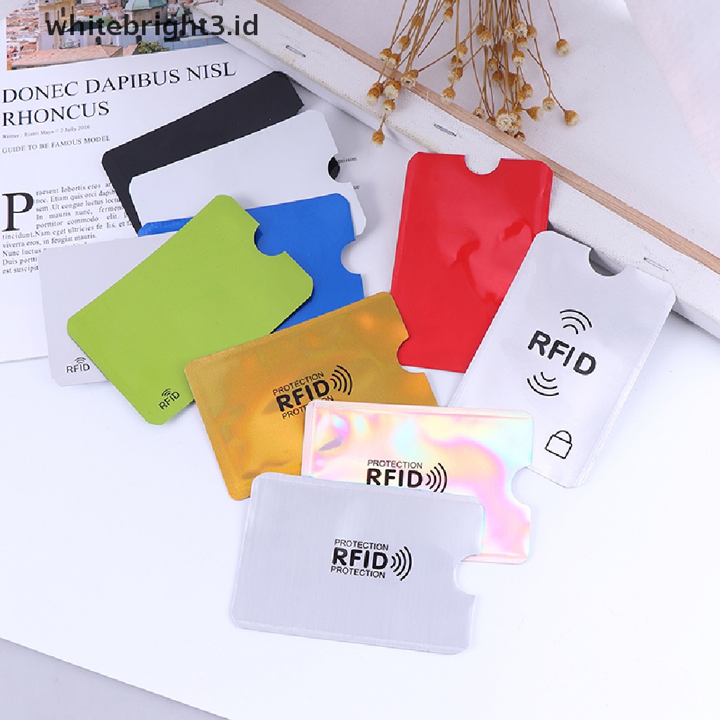 (whitebright3.ID) 10pcs Sleeve Pelindung Kartu Kredit / ID RFID Blocking Bahan Foil