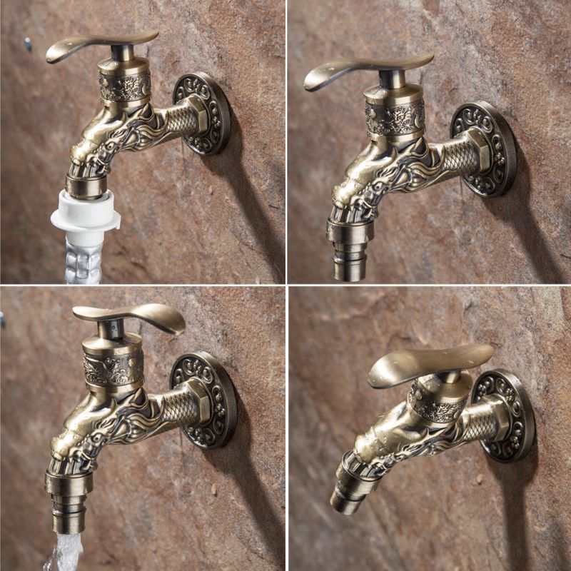 Colo Antique Bronze Bathroom Sink Faucet Dragon Washing Machine Tap Wall Mounted Tap Shopee Indonesia