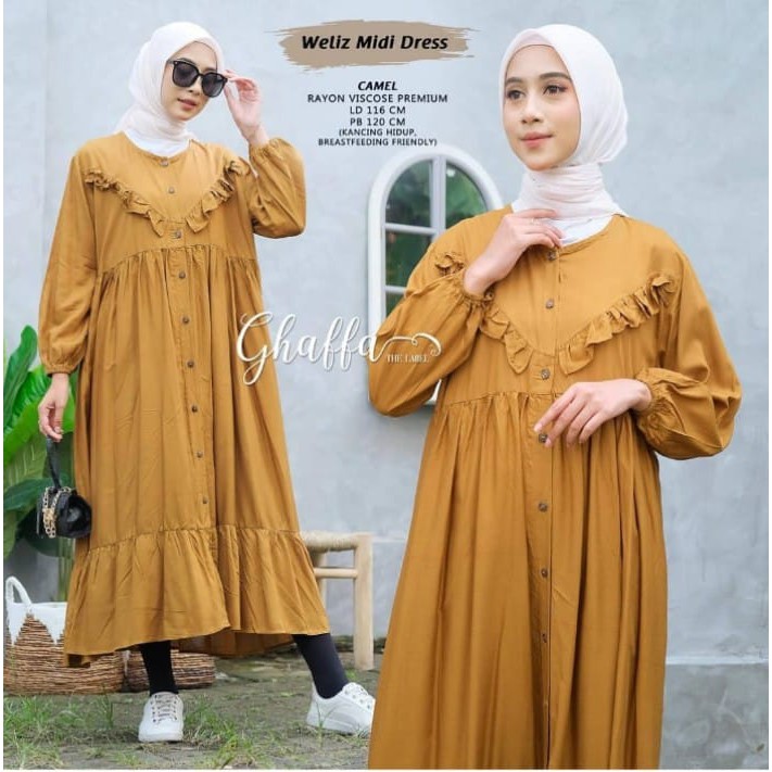 [TERBARU] BISA COD WELIZ MIDI DRESS DRESS RAYON JUMBO  FIT TO XL PREMIUM DRESS MUSLIM DEWASA MODERN