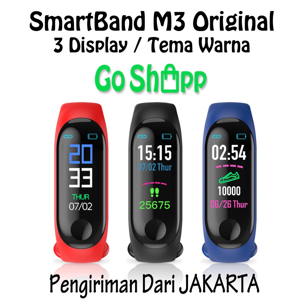 SmartBand M3 / Smartwatch M3 Bluetooth Pedometer Detak Jantung - Smartwatch Sport - Smartband