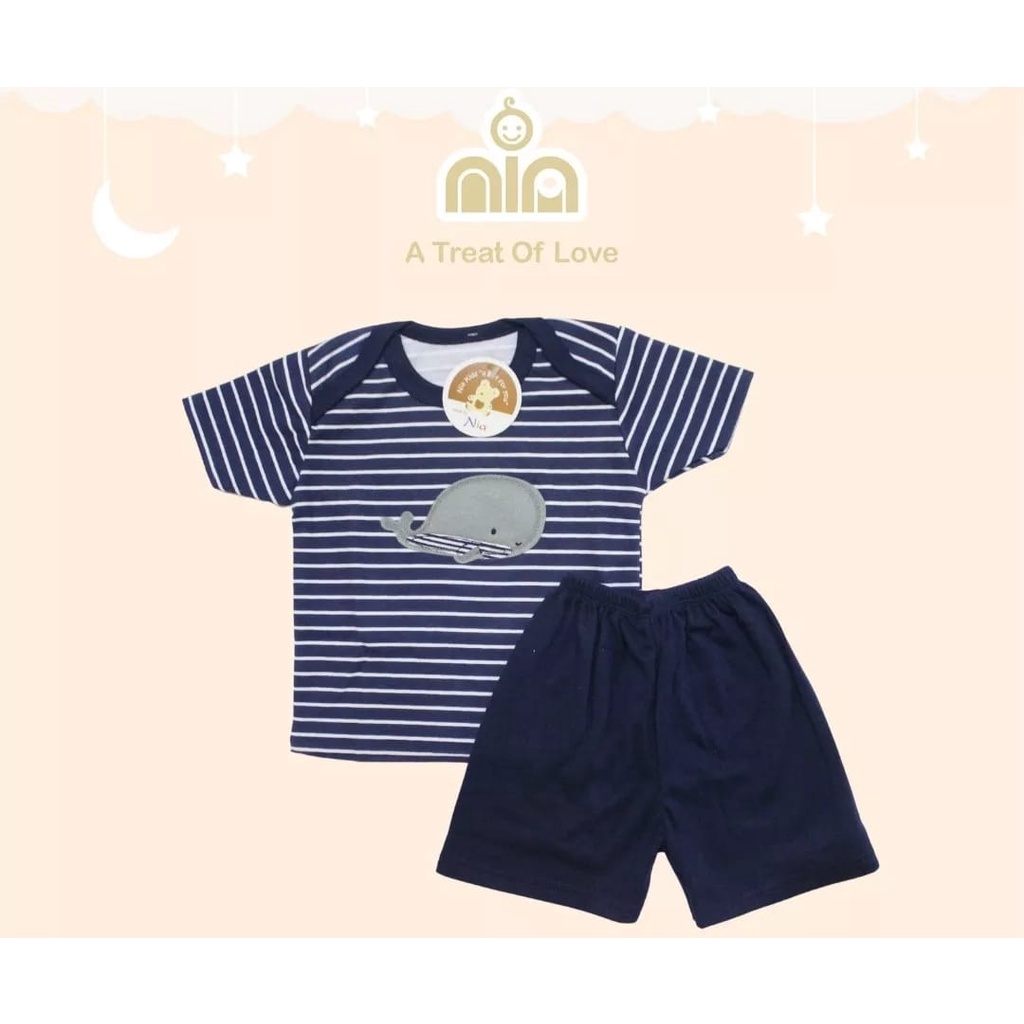 SALE Setelan Bayi 3-6 Bulan Setelan Nia Stripy Paus Premium