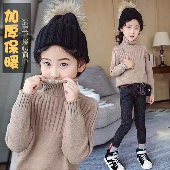 Sweater Turtleneck Anak Rajut Tebal untuk Winter