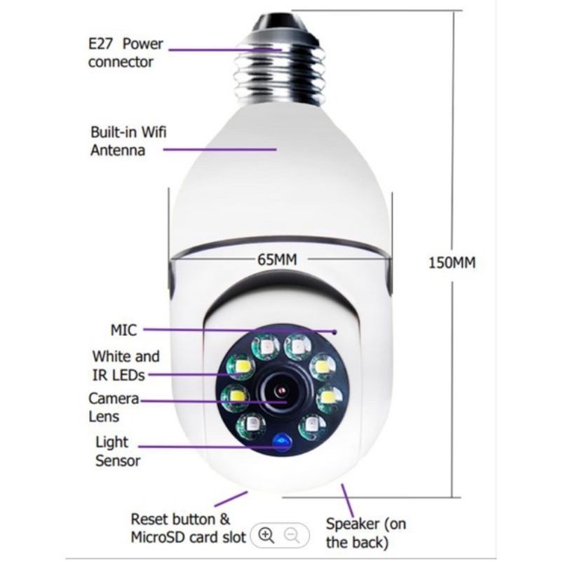 Ip Camera Wireless CCTV WIFI Full HD 1080p - Kamera Cctv Ip Wifi Hd 8MP 1080p Panoramic 360 Derajat Bentuk Lampu Bohlam    Aplikasi V380 Pro / Kamera Cctv Wifi Komunikasi 2 Arah HD 1080P 2MP Aplikasi Yiiot / Cctv Ip Cam Wireless 1080P Baby