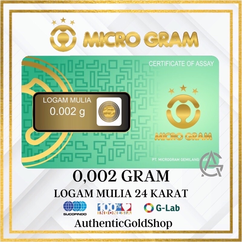 0,002 MicroGram Emas Murni Asli 24 Karat Minigold Grosir / Souvenir