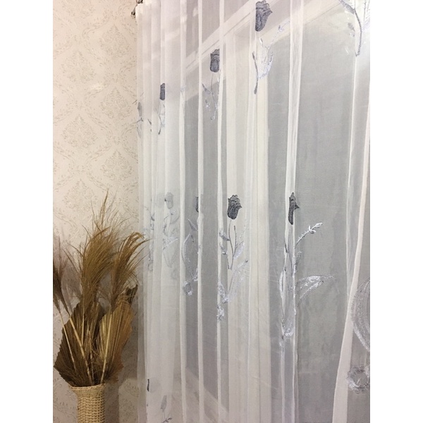 Vitrase gorden bordir tulip/puring gorden/vitrage gorden