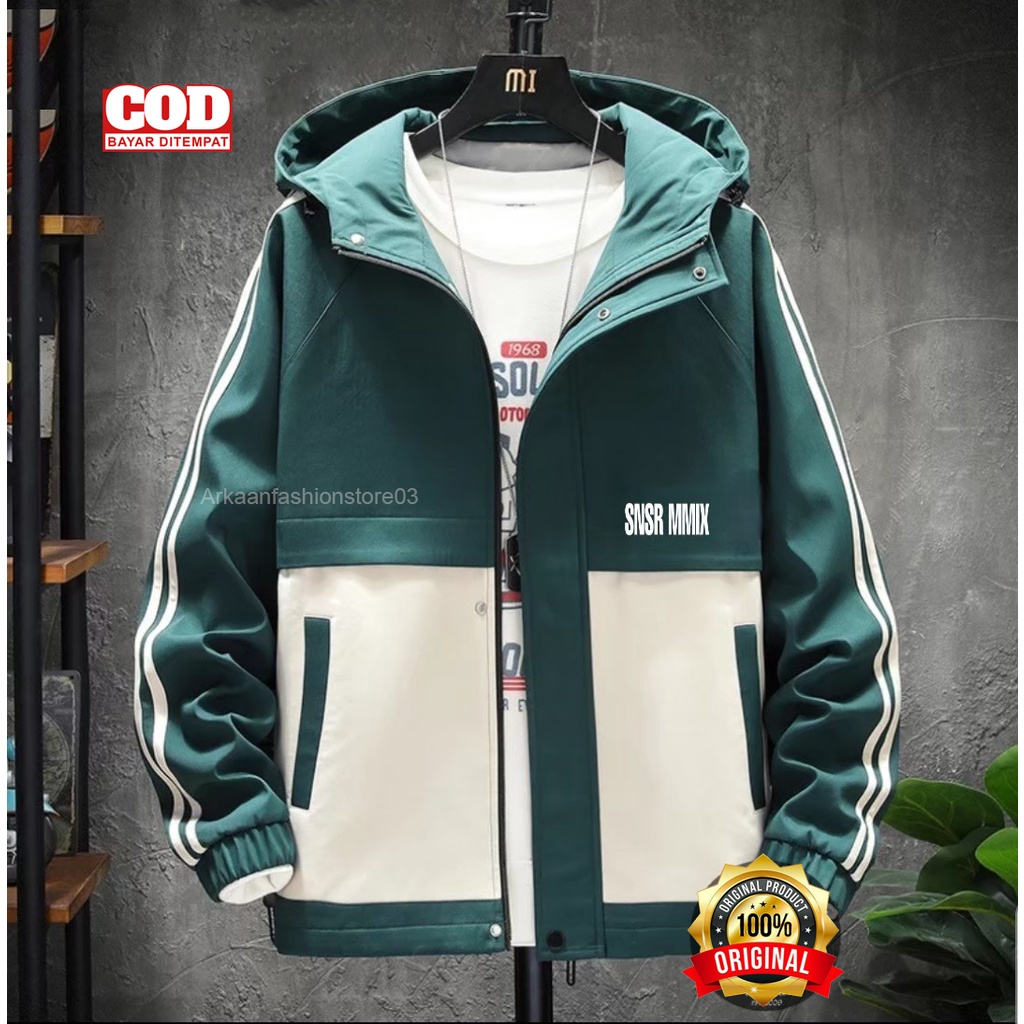 AKN- JAKET BOMBER PRIA / JAKET BOMBER HOODIE COMBI SNSR MMIX CANVAS PRIA ORIGINAL SENSOR