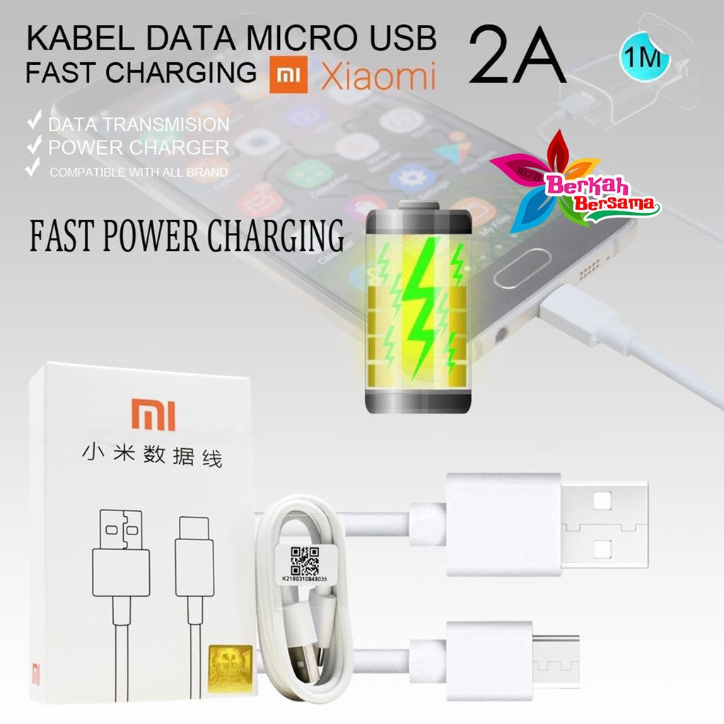 BM002 Mi9 WHITE XIAOMI KABEL DATA NEW MODEL ORIGINAL REDMI NOTE 5A 4 4X 7 6 6pro MICRO USB BB3883