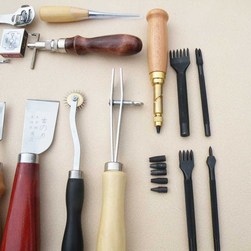 LCKMNOFFCL Peralatan Seni DIY Kulit 18in1 Leather Craft Stitching Tool Set WA134
