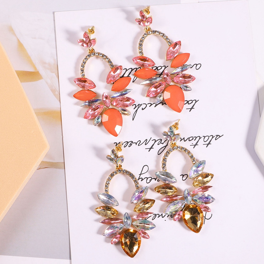 Hu Hu Hu Hu Hu Alat Bantu Pasang Kacamata♡ 1 Pasang Anting Stud Berlian Imitasi Bentuk Tetesan Air Warna Permen Untuk Wanita