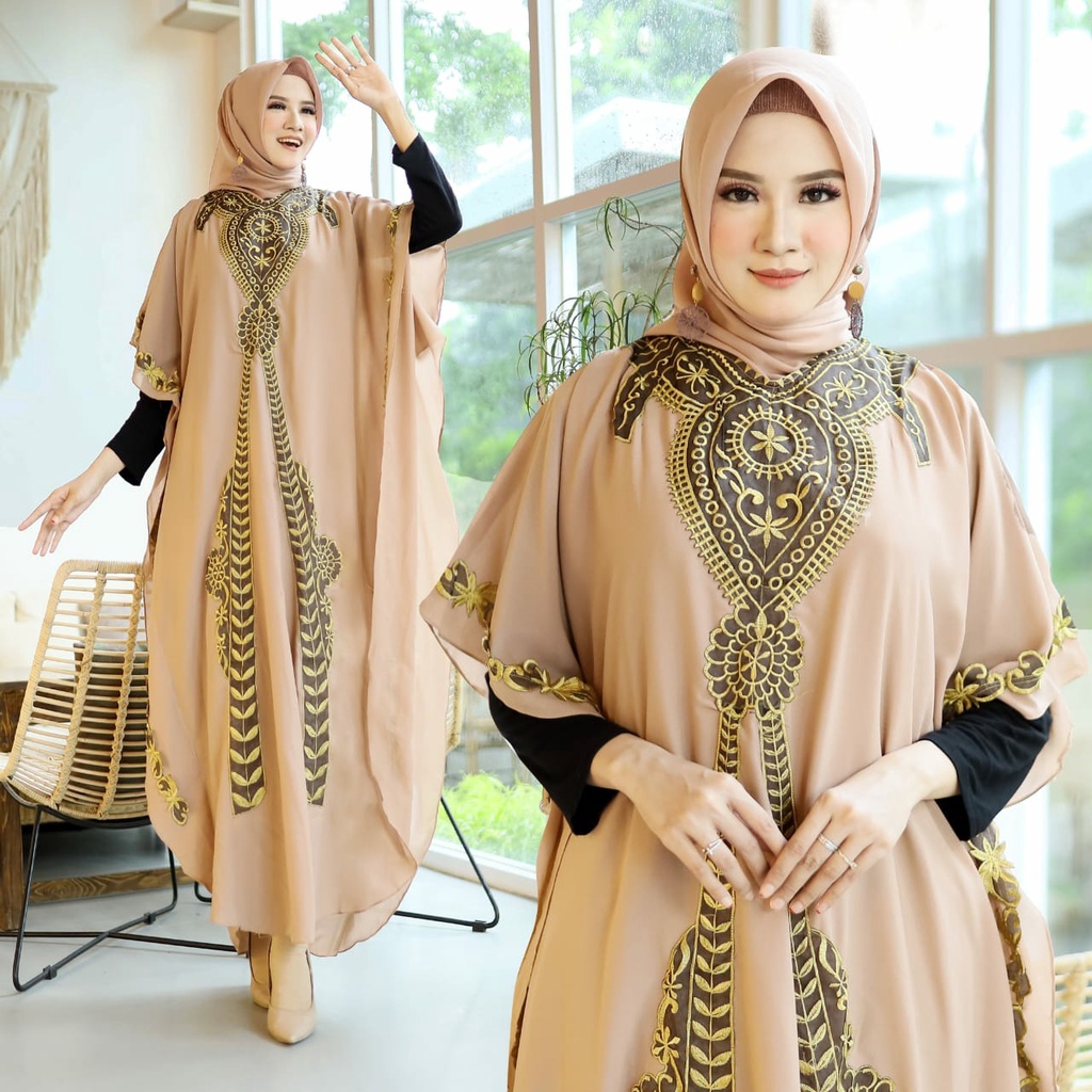 HOPYLOVY Kaftan Wanita Jumbo Ceruty Terbaru Aita / Kaftan Lebaran Muslimah