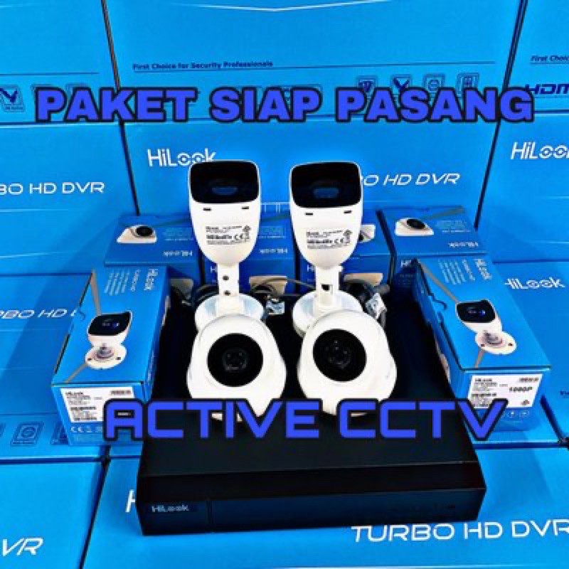 PAKET KAMERA CCTV HILOOK 2MP 4 CAMERA 4 CH CHANNEL 1080p FULL HD KOMPLIT SIAP PASANG 4ch 4channel