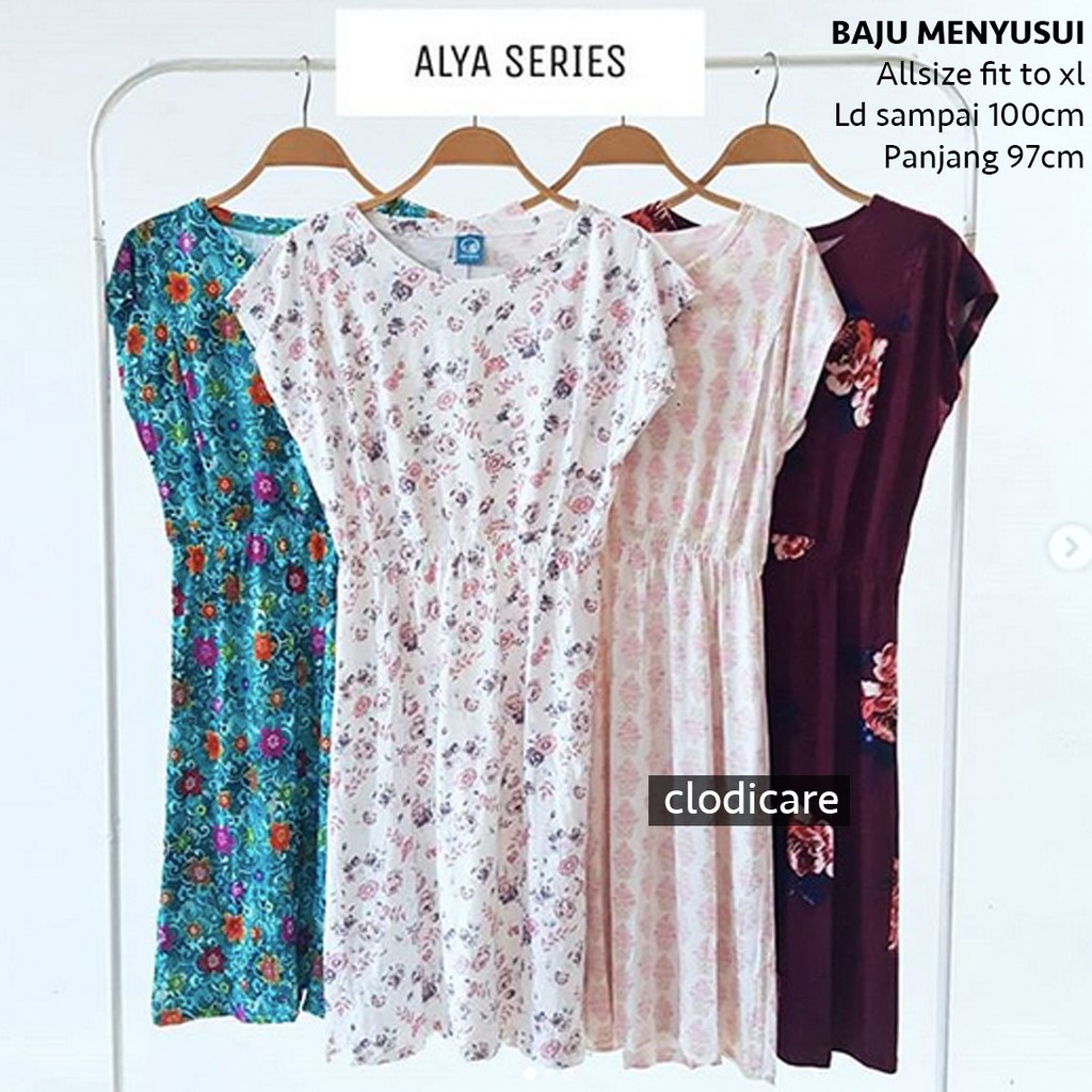 Mamigaya Dress Baju Hamil dan Menyusui Alya Motif LD 100 jumbo big size xxl rayon katun