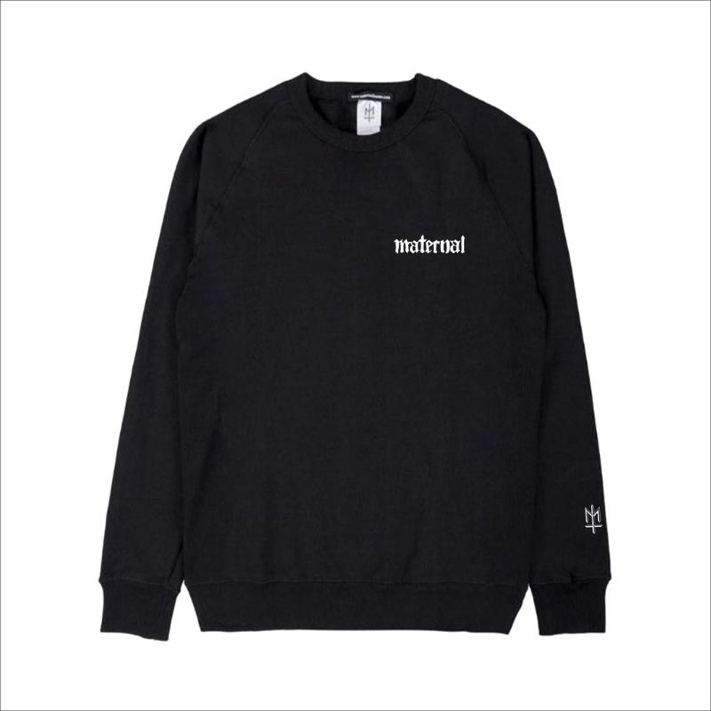 Crewneck Maternal Disaster Hitam - CN08 Simply || Jaket Pria || Jaket Wanita