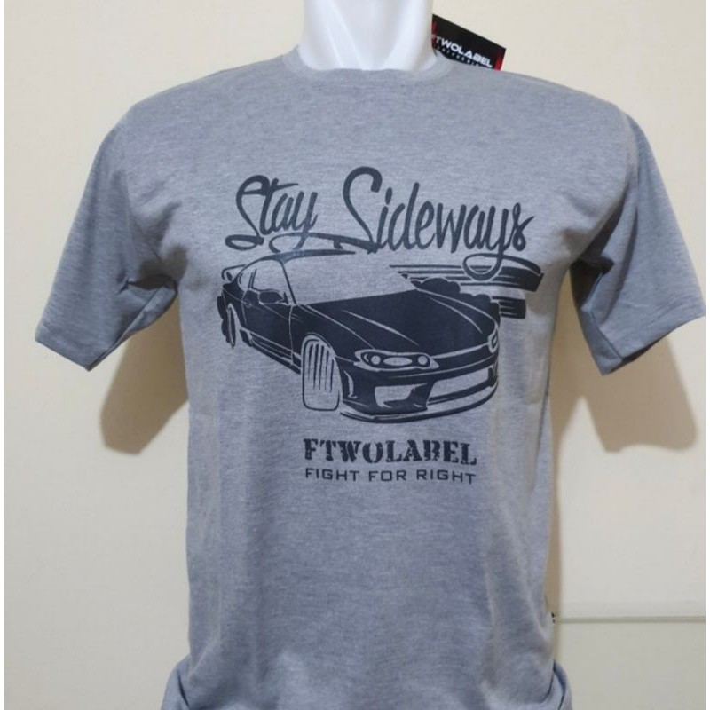 Kaos pria kaos distro atasan pria Stay Sideway Abu-abu
