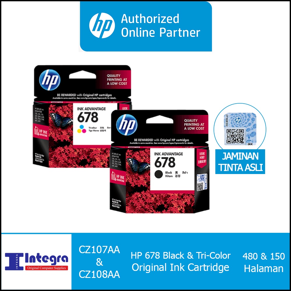 Tinta HP 1 Set 678 (Black &amp; Colour) Original Cartridge DeskJet 1515 2515 2545 2645