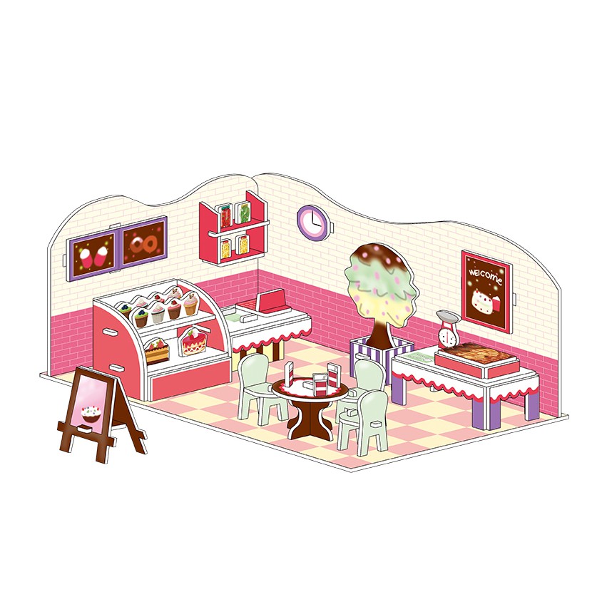 Puzzle 3D Mini | Dessert House | Mainan Anak Sekolah - 1690-58 - Toko