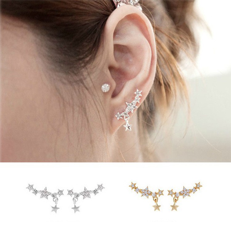 Anting Penuh Berlian Little Star Stud Earrings Fashion Jewelry