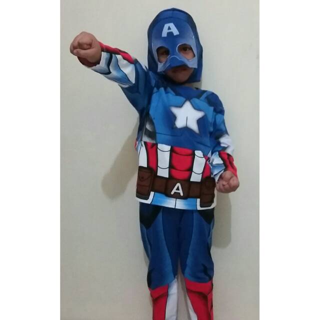 Kostum captain america/baju karakter captain america/kostum anak captain america