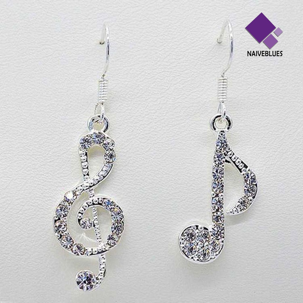 Anting Kait Juntai Bentuk Note Treble Aksen Berlian Imitasi Untuk Wanita